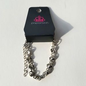 Boutique Paparazzi Silver Tone wFaux Clear Stones Adjustable Bracelet